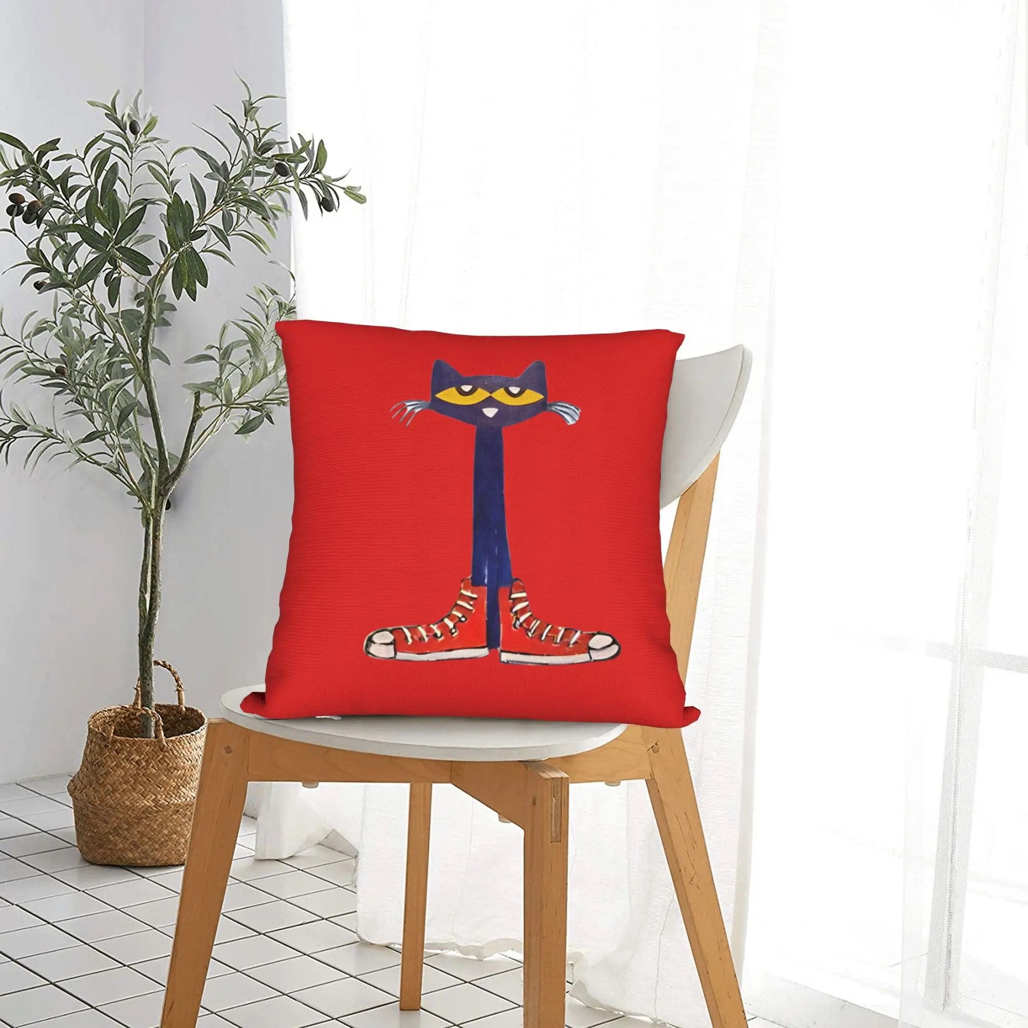 Petes the Cat Standing   Square Pillow Covers Polyester Couch  Cushion Case Creative Decor Pillow Cover 40*40