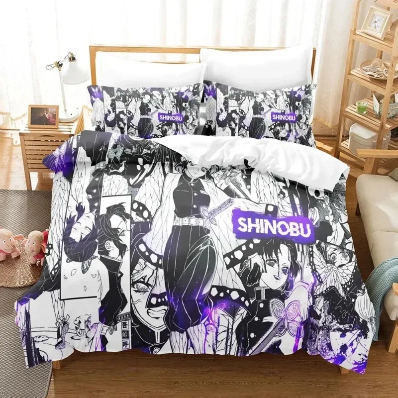 

Anime Demon Slayers Bedding Sets Bed Linen for Teens Girls Cartoon Twin Single Queen King Soft Duvet Cover Set