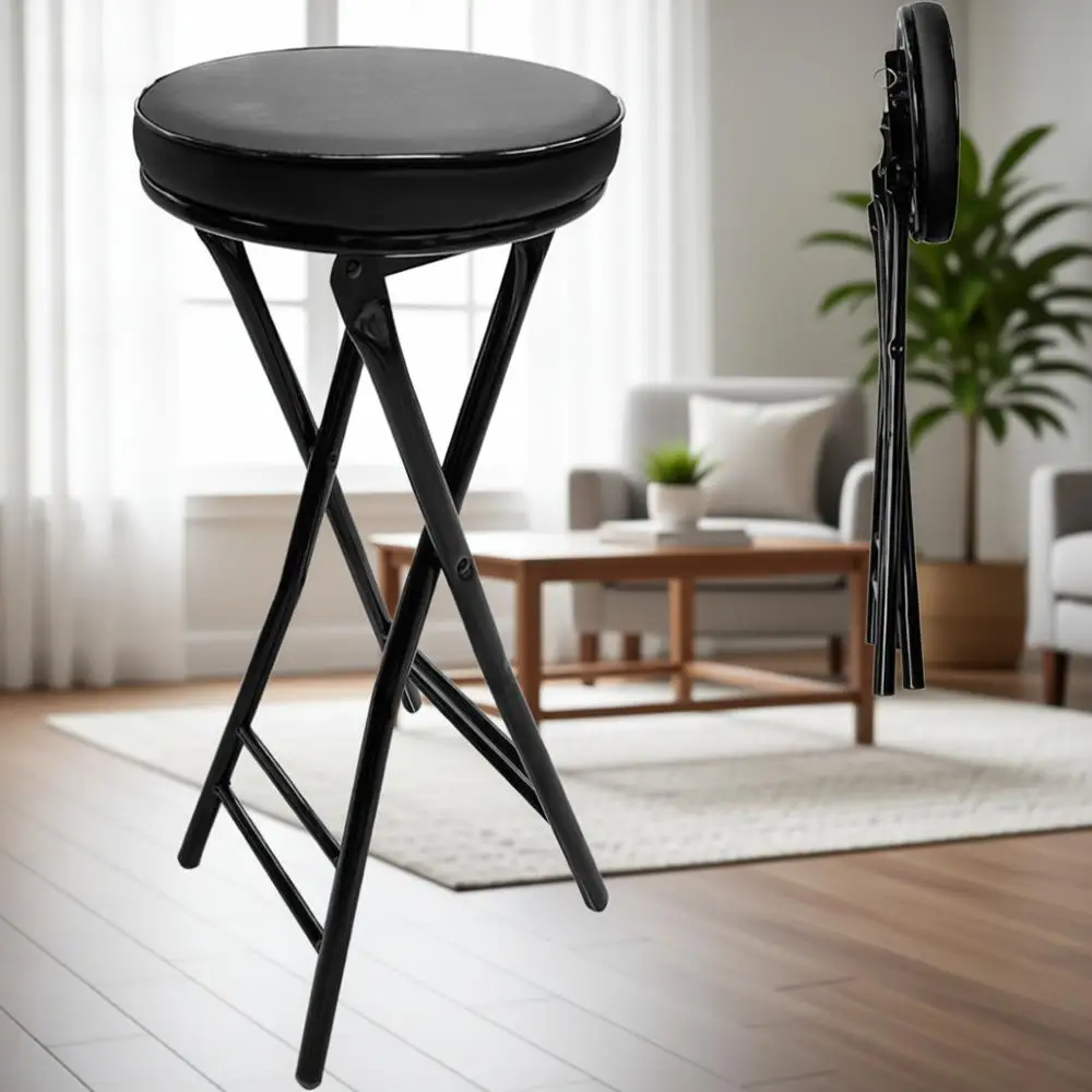 

24 Inch Adjustable Cushioned Leather Bar Stool for Kitchen, Dining, and Outdoor Activities