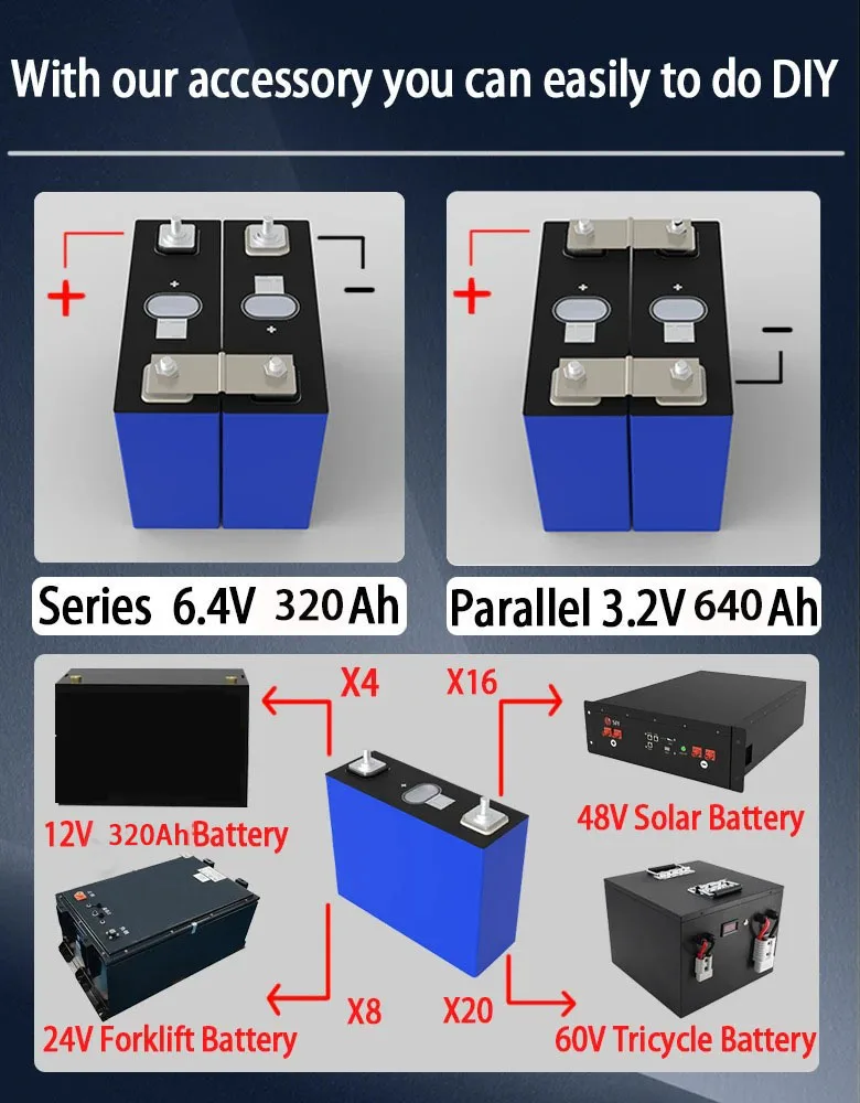 32PCS lifepo4 320ah Grade A iron phosphate battery 320ah Full capacity lithium battery lifepo4 48v 300ah Home solar batteries