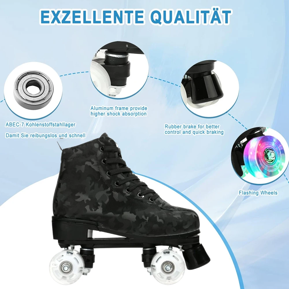 Patines de ruedas para exteriores, patines deportivos de doble fila, Quad, 4 ruedas, patinaje para mujeres, patines de ruedas intermitentes, zapatos para hombres, jóvenes, niños y niñas