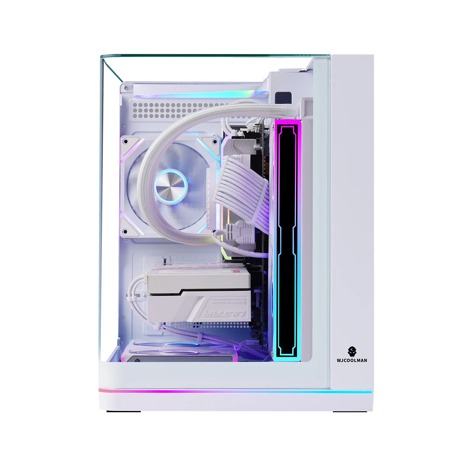 Picture 7: WJCOOLMAN AITO Mini MATX PC case RGB light strip 240 water cooler Integrated curved glass computer case