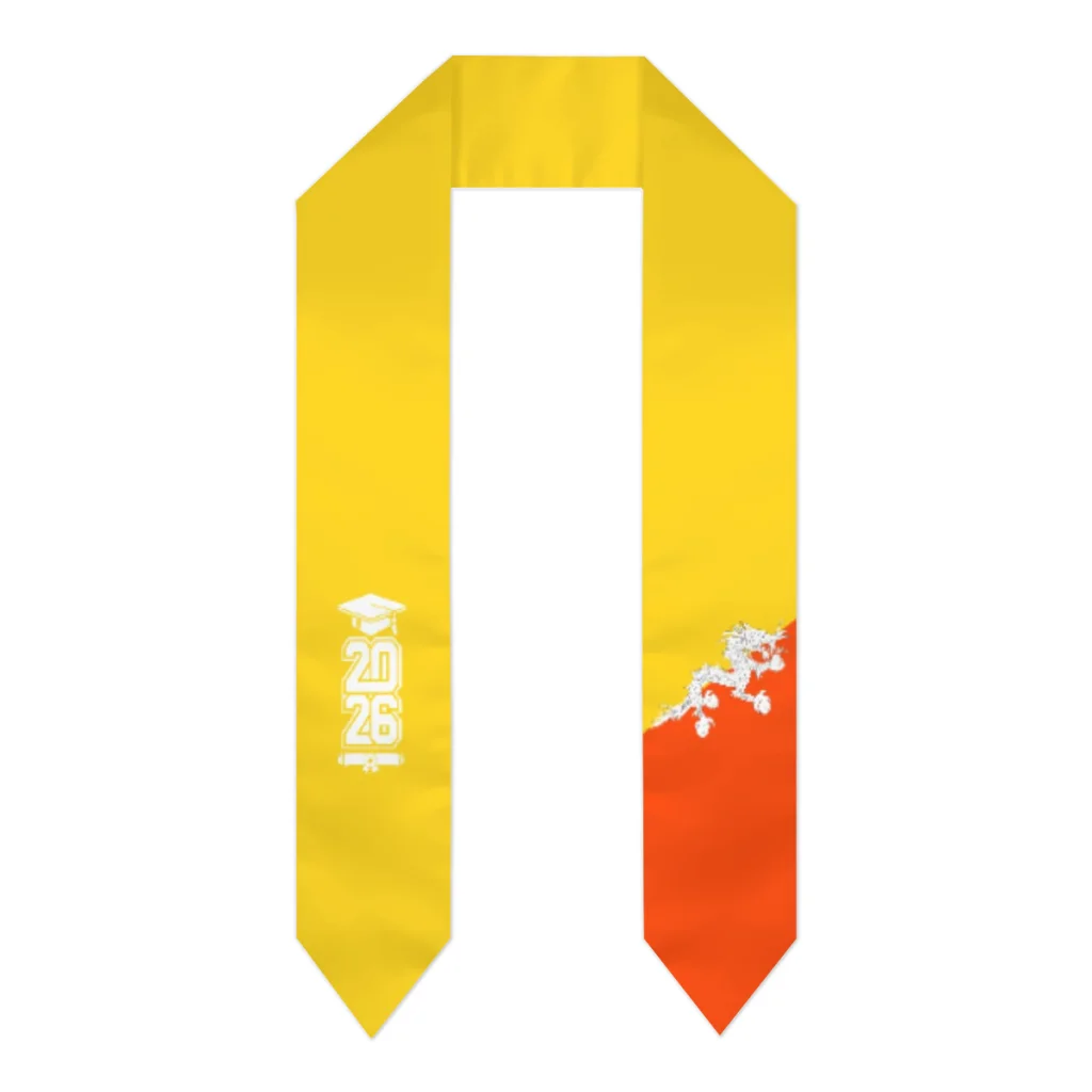 

Class of 2026 Bhutan Flag Scarf Graduation Sash Stole International Study Abroad Adult Unisex Party Accessory Top Print