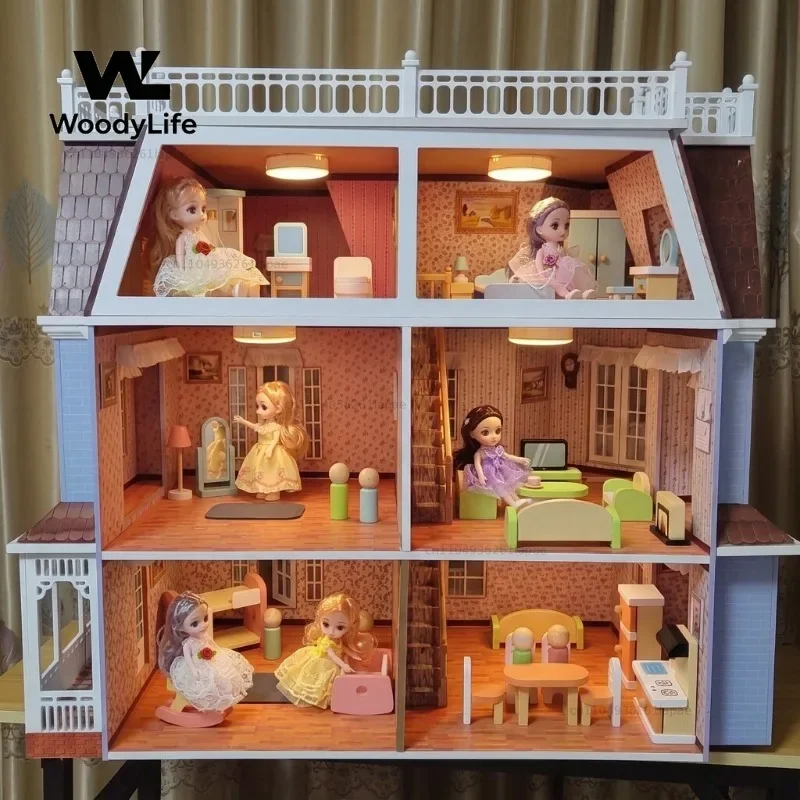 Playboy Girl Toy House Wooden Children's Large Castle Toy House Model 12-Point Scene European Style