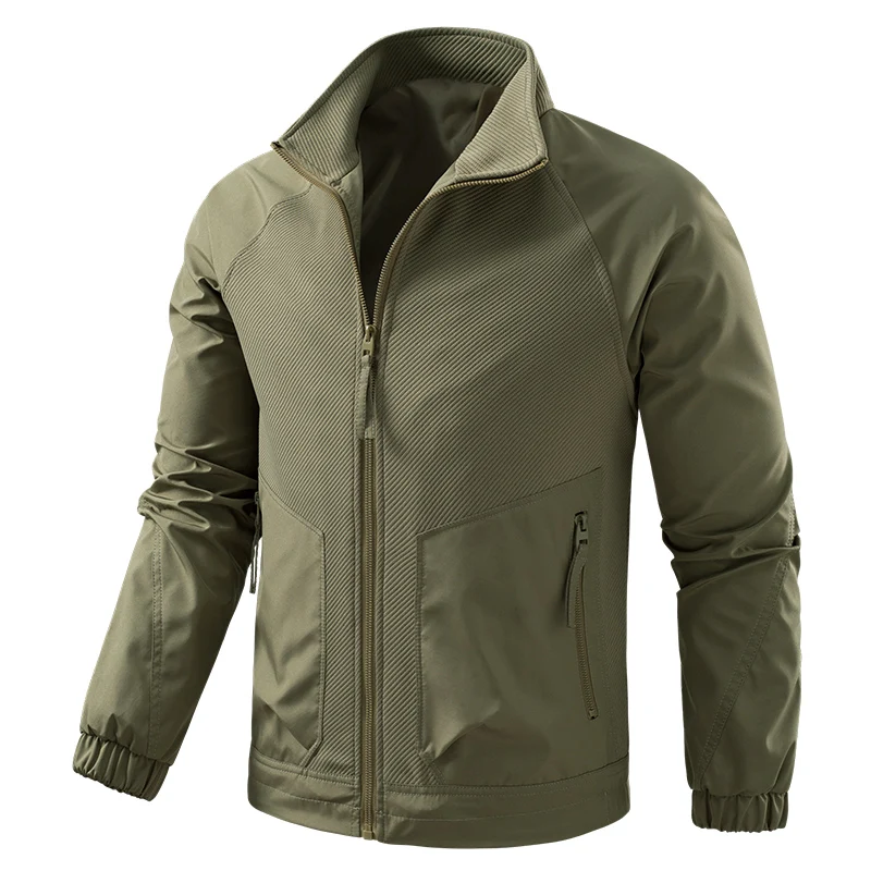 

New Blazer Trendy Men's Jackets Casual Solid Color Versatile Stand Up Collar Men's Jacket Military Style Men's Quality Jacket