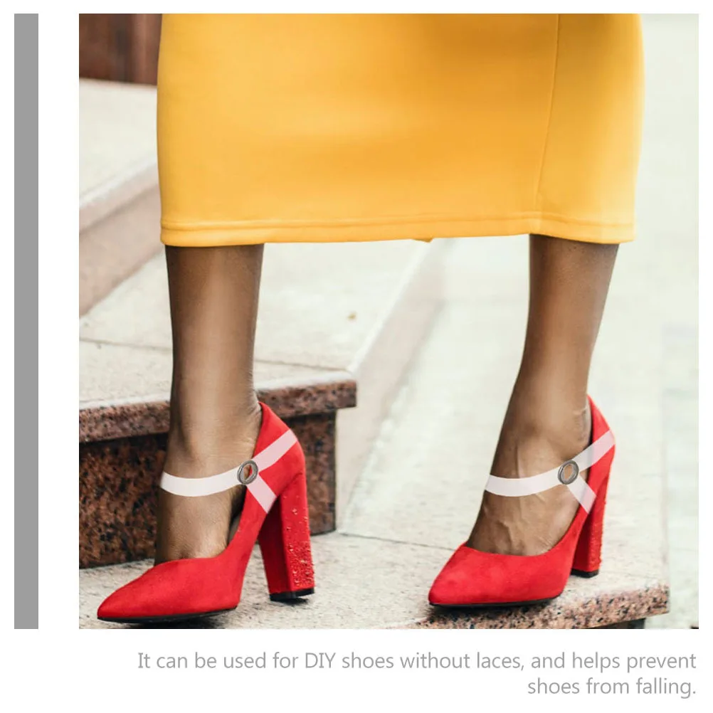 

4Pcs Clear High Heel Straps Anti-Loose Shoelaces Tpu Metal Material Sturdy Durable Easy to Use for Dancing Walking