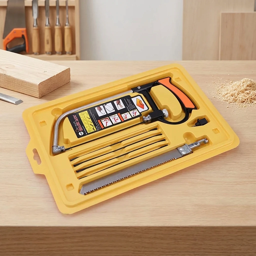

8in1 Multi-Purpose Hand Saw DIY Steel Saw Kit with 6 Blades for Woodworking Metalworking Glass Cutting Model Hobby Tool
