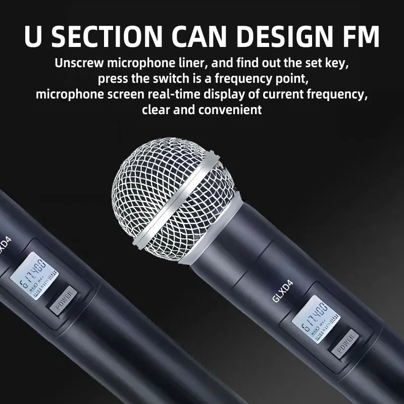 GLXD4 Microphone Wireless  Professional System UHF Mic Automatic Frequency 80M Party Stage Church Dual Handheld Microphones