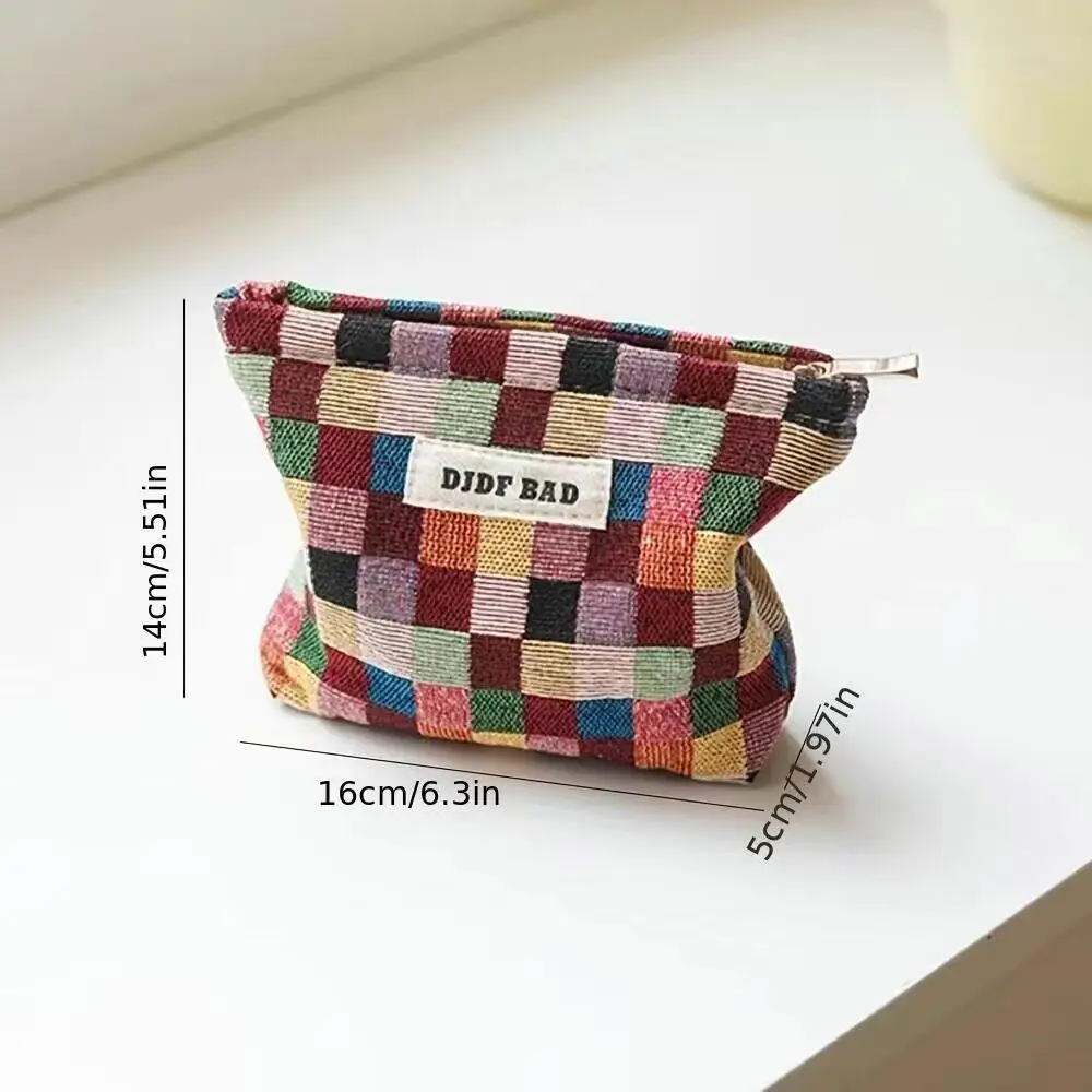 Kleine Reise-Kosmetiktasche, Aufbewahrungstasche, Lippenstift-Liner-Tasche, tragbare Kulturtasche, karierte Tasche – Detail 1