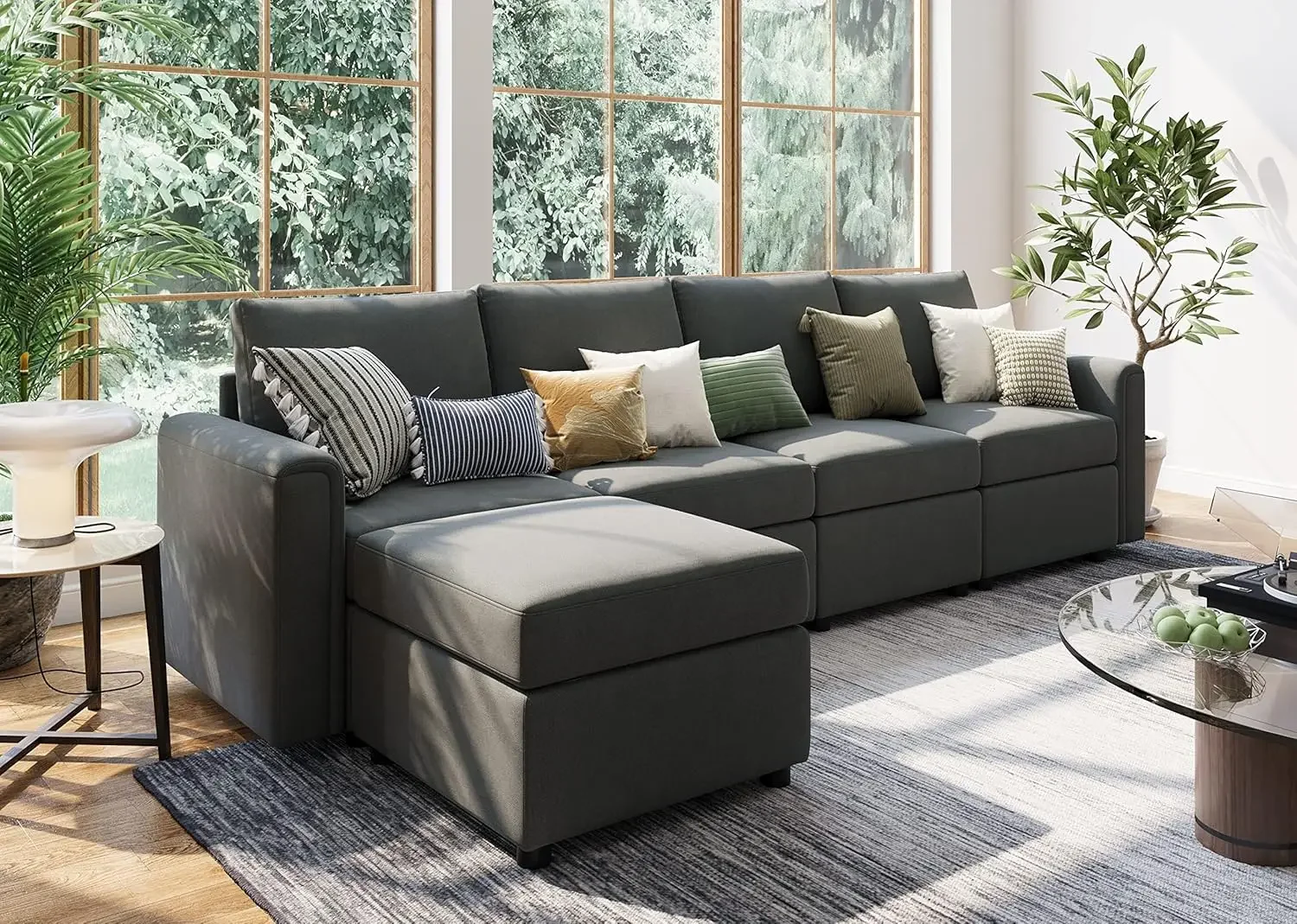 Modular Sectional Sofa Convertible L Shaped Sofa Couch with Storage Memory Foam Modular Sectionals Ottomans 5 Seat Sofa Couch