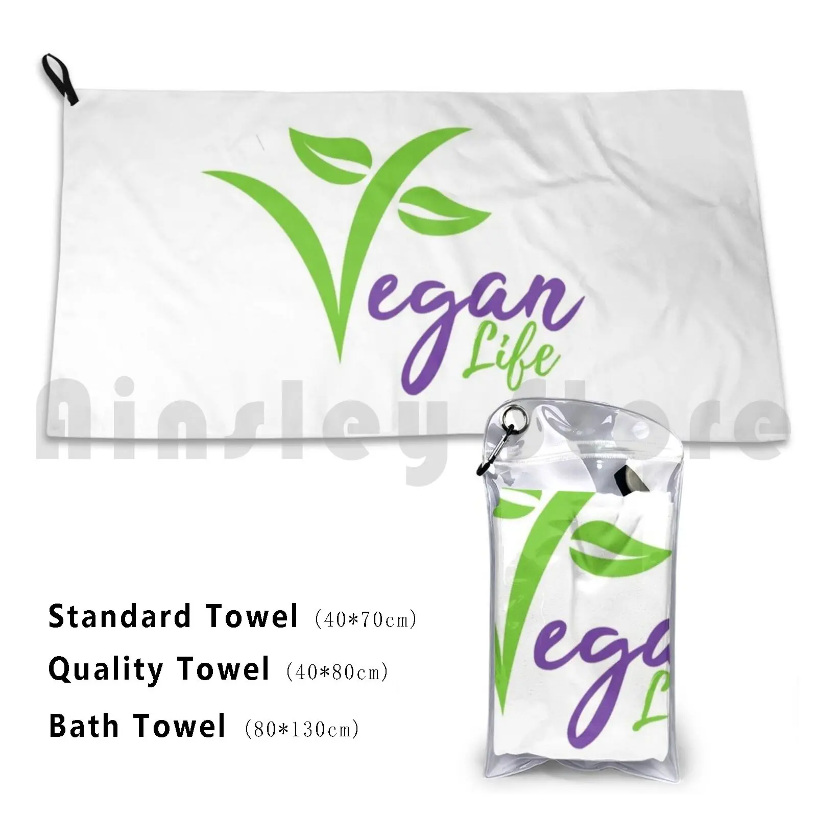 Vegan Life Beach Towel Quick Dry Quality Towel Vegan Life Vegan Veggie Vegan Food Healthy Eating Nutrition Healthy