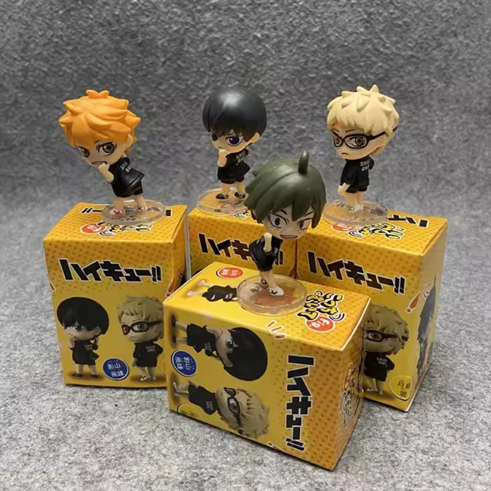 4Pcs/1Set Haikyuu Figure Shoyo Hinata Tobio Kageyama Sleeping Position Kozume Kenma Tetsurou kuroo Gashapon Set Toy Model Doll