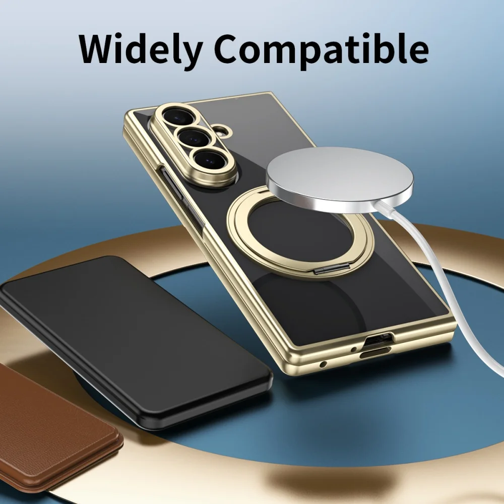 Etui z powłoką galwaniczną do bezprzewodowego ładowania z użyciem magnetycznego stojaka MagSafe do Samsunga Z Fold 8 Ultra 7 6 5 4, przezroczyste, odporne na wstrząsy, miękkie etui ochronne. — zdjęcie produktu 3