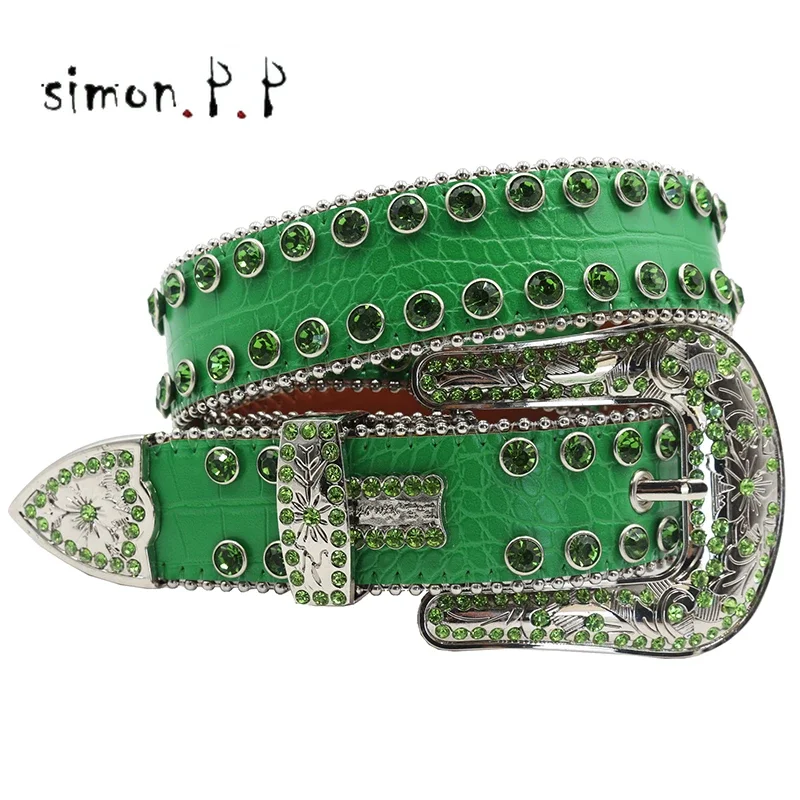 

Rhinestones Belts Quality Western Cowgirl Cowboy Diamond Bling Cinturones Para Hombre Luxury Designer Brand Goth