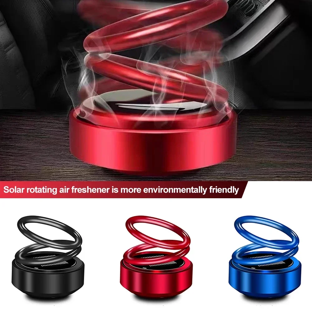 Car Auto Solar Energy Rotating Aromatherapy Air Fresher Double Ring Interior Accessories Diffuser For Car Home Decoration