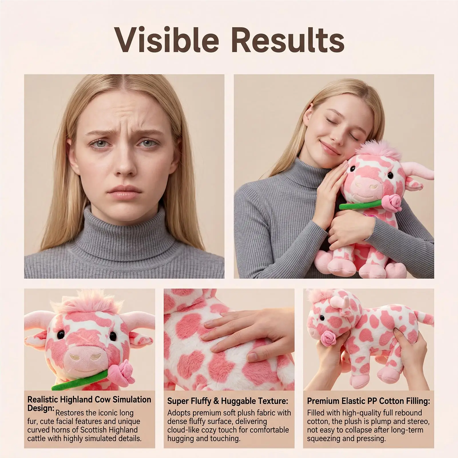 

Cartoon Cute Cow Plush Toy Soft Animal Cattle Plush Toy Kawaii Cotton Animal Plush Doll Filled Home Decoration