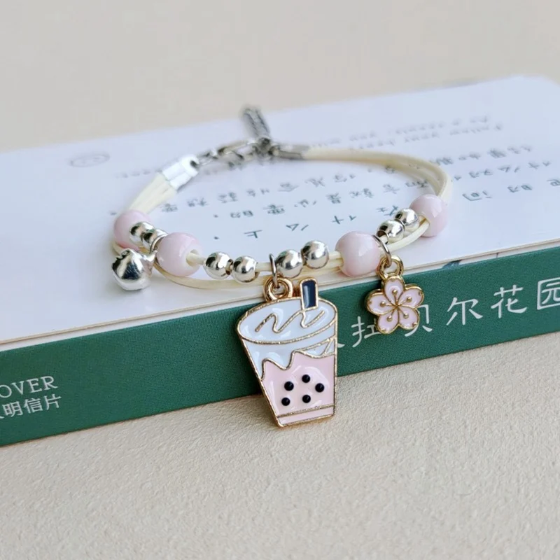 Bracelets de fleurs de lapin mignons de style coréen pour femmes, pendentif de patte d'avion et de mouton exquis, bracelet perlé, bijoux de fête, cadeaux