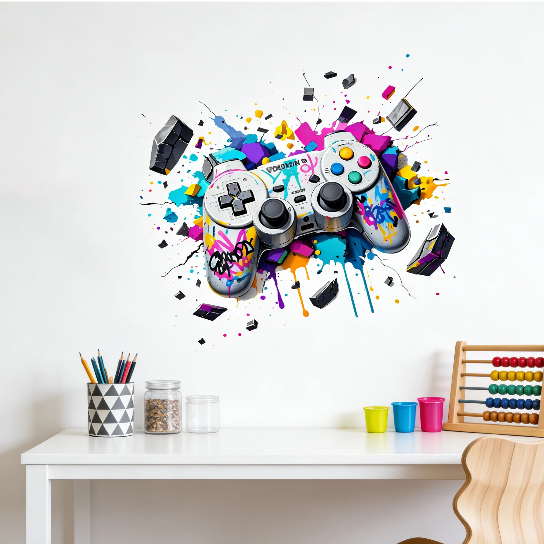 Creative Game Controller Wall Decal Sticker for Bedroom Living Room Entrance Home Beautification Decor