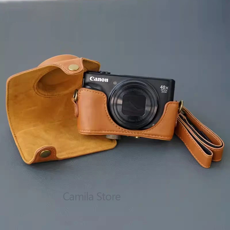 Luksusowy aparat z prawdziwej skóry bydlęcej torba Body BOX Case dla canon SX720 SX730 SX740 HS rękaw ochronny uchwyt Shell