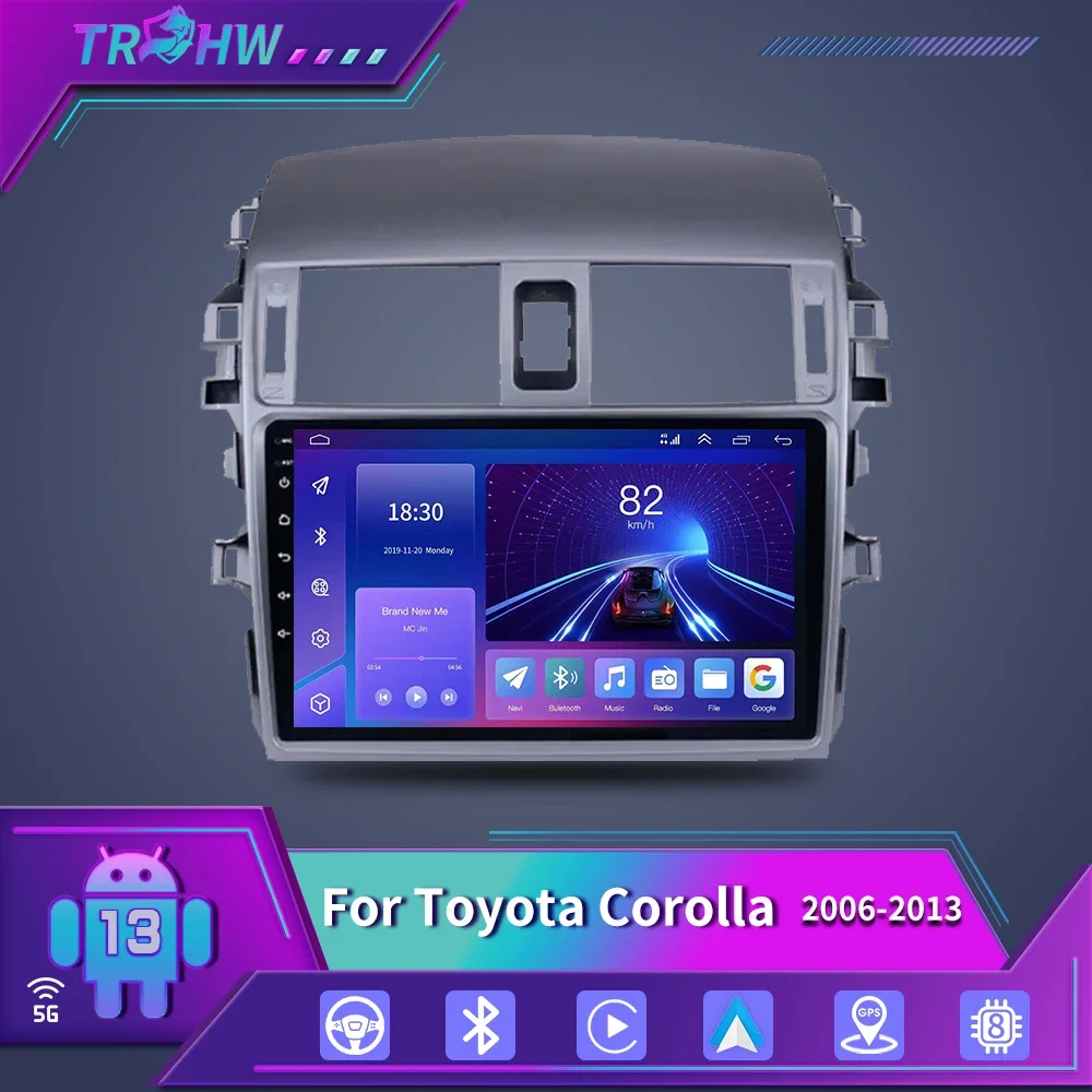 For Toyota Corolla E140 150 2006-2013 Car Multimedia Autoradio Carplay GPS 8 Core 2Din android 13 Radio Video Player 8GB+128GB