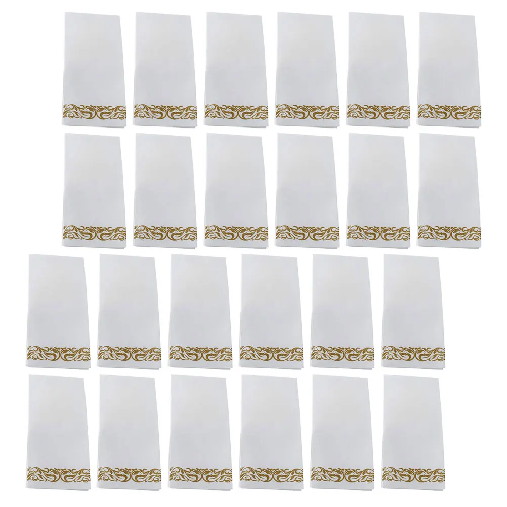 50Pcs Golden Floral Printed Paper Napkins Disposable Wedding Party Decorative Tableware