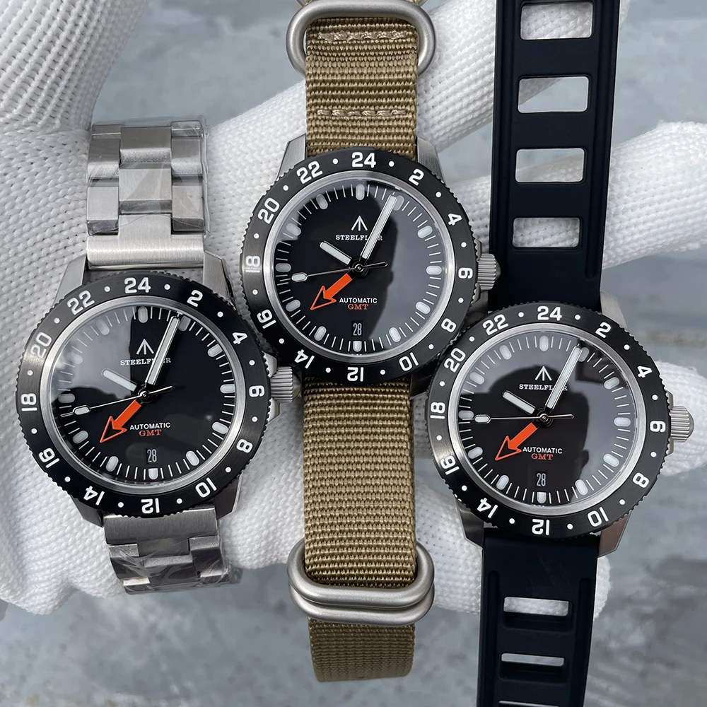 STEELFLIER 公式 SF793 高級 GMT 機械式腕時計スチールベゼル NH34 ムーブメント超発光 20Bar 防水ダイブウォッチ