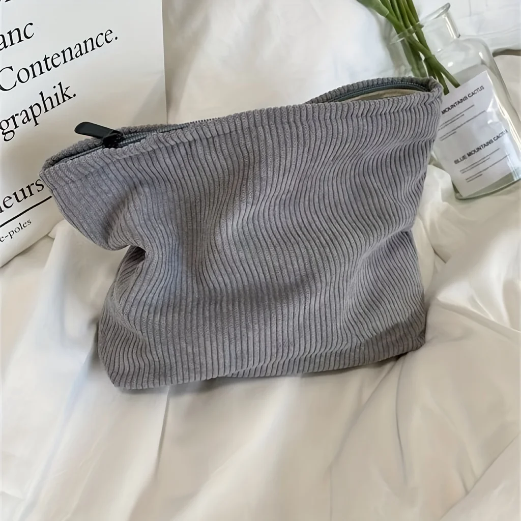

Easy Corduroy Cosmetic Bag Clutch Storage Bag Casual Portable Toiletry Bag Lightweight Cosmetic Storage Bag