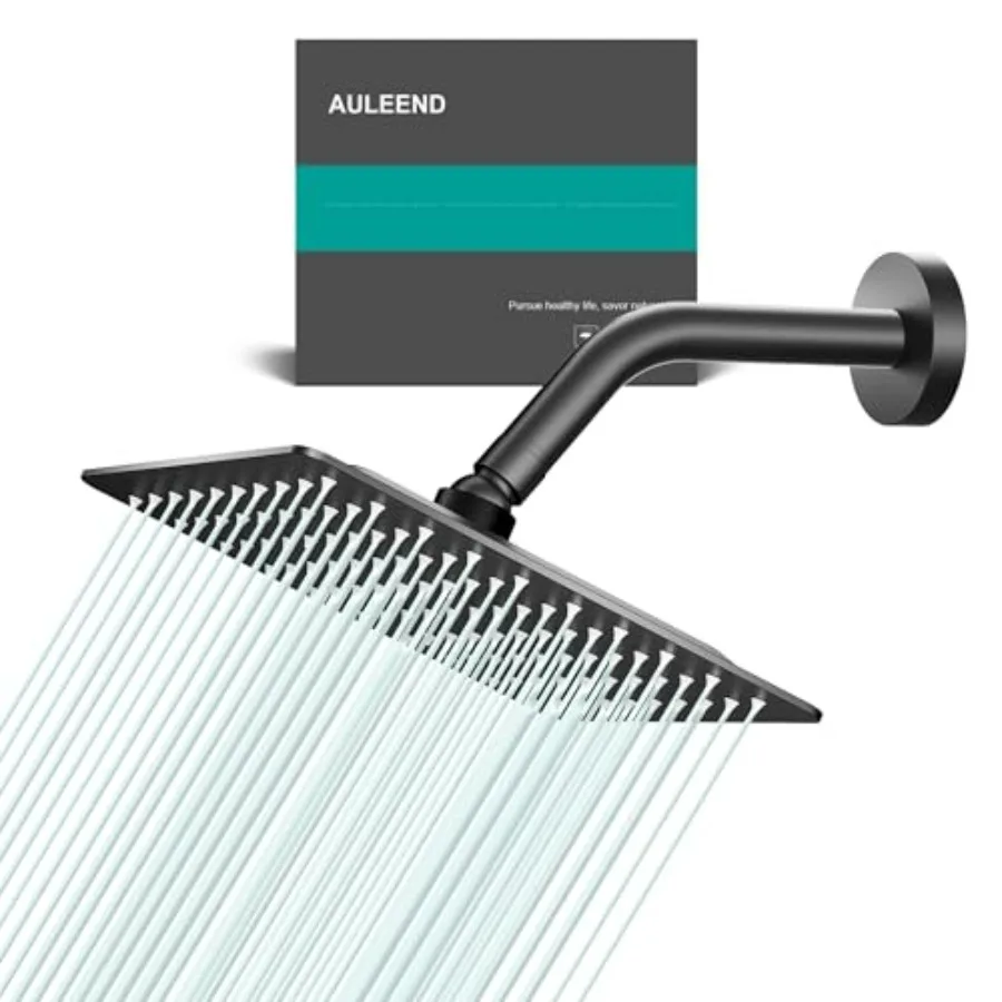 

Square Rain Shower Head High Flow Stainless Steel Matte Black 8-Inch All Metal Rainfall Shower Head for Modern Decorative Bathr