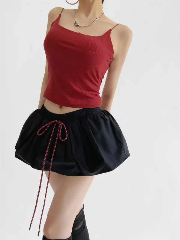 American Sle Spliced Flower Bud ort Skirt Women Summer Puffy f-length A-line Skirts High Waist Cotton Blend