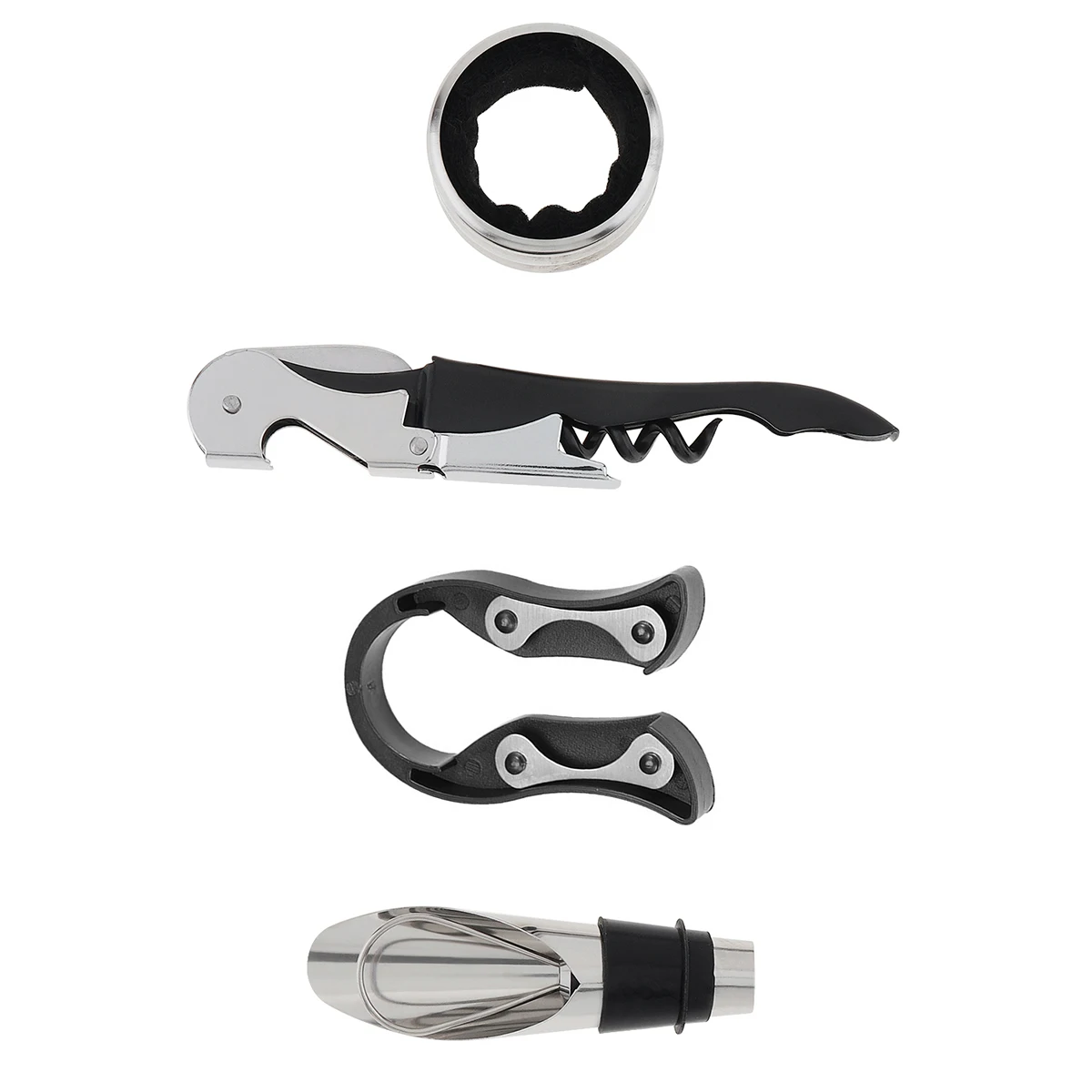 4pcs/lot Stainless Steel + ABS Wine Tool Sets with Bottle Opener Wine stopper Wine Accessory Kit Gifts for Wine Tools