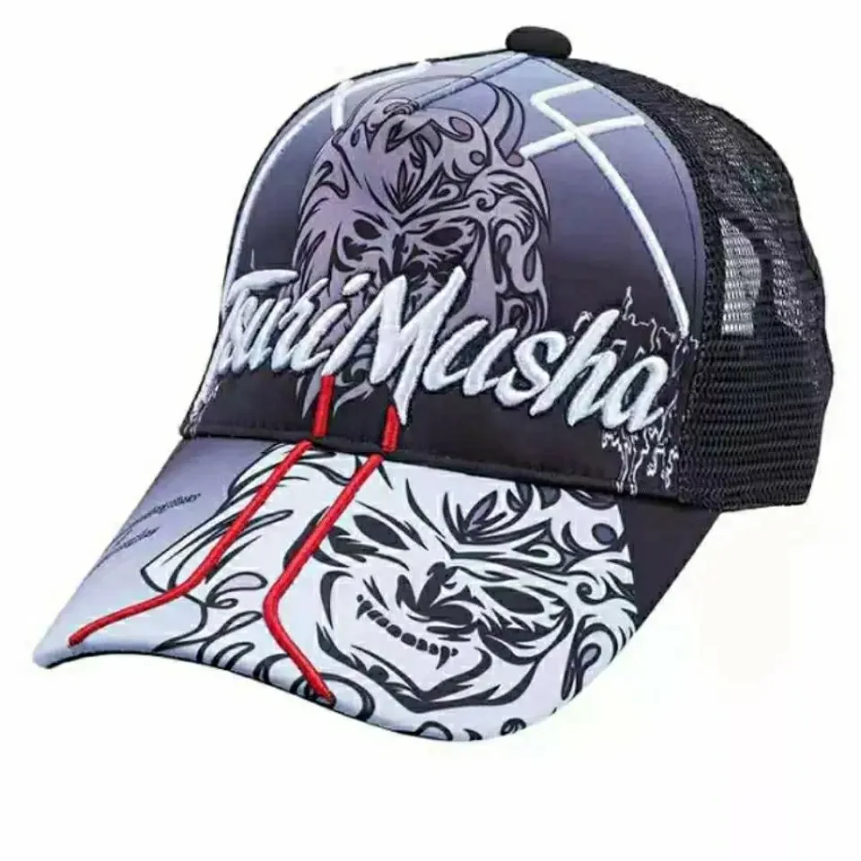 TSURIMUSHA Fishing Hat Sun Protection Men's Waterproof Windproof Embroidery Fishing Cap Big Brim Cotton Cloth Hats