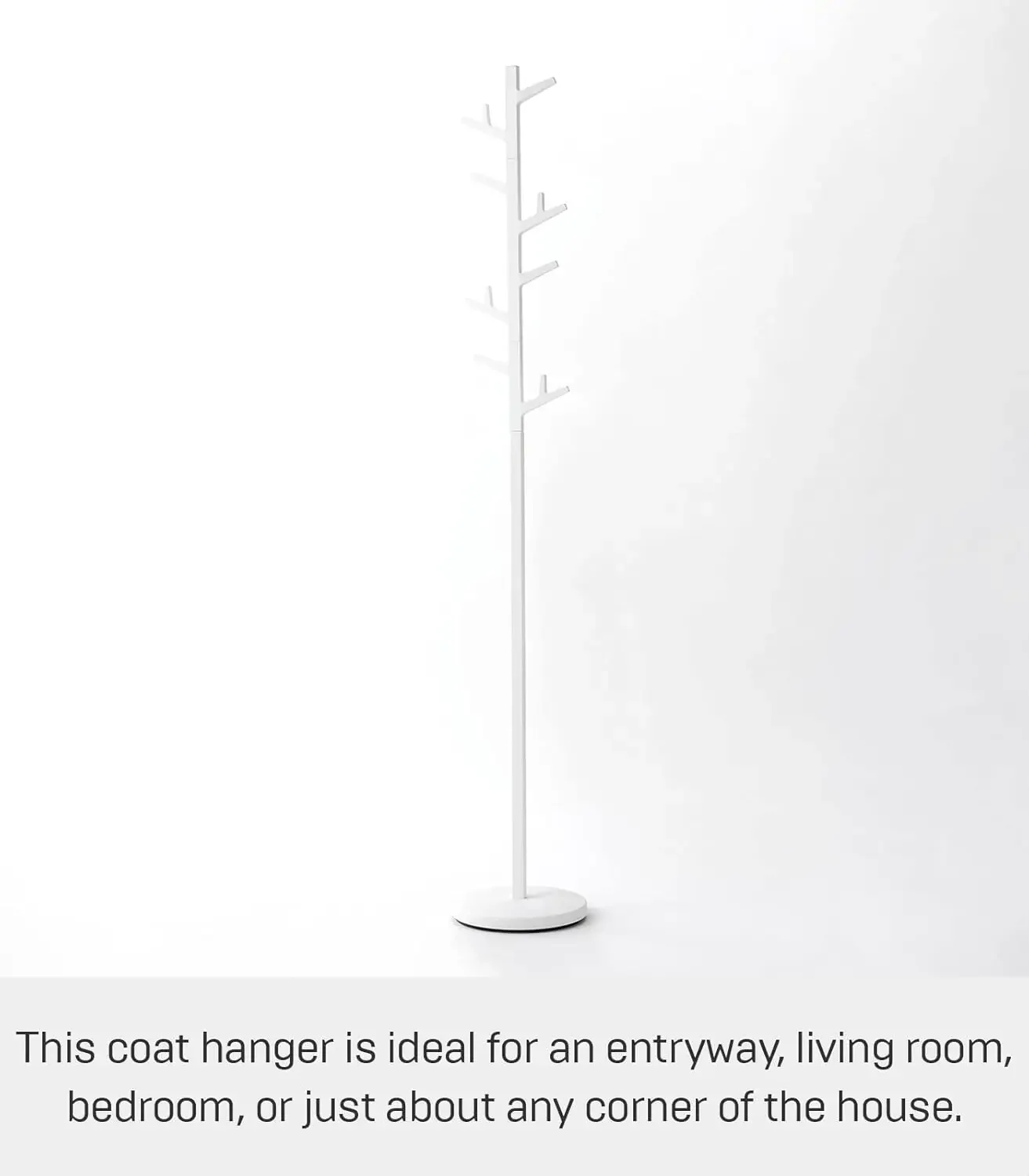 Home Coat Rack Tree/Standing Coat and Hat Hanger Steel One Size White