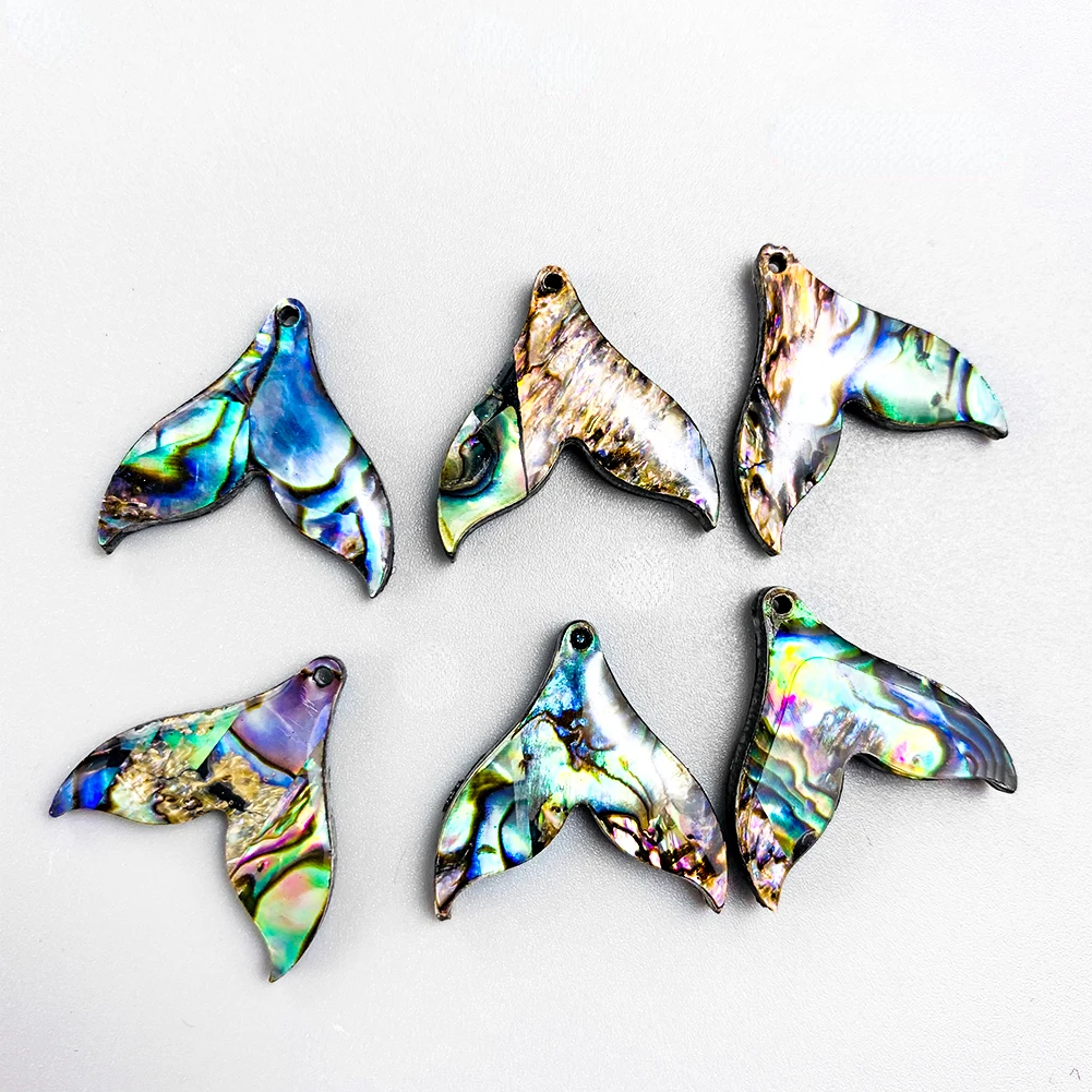 5PCS Acrylic Abalone Shell Paper Pendant Fishtail MOP Beads Charms for Jewelry Making DIY Necklace Earring Accessories 20*20mm