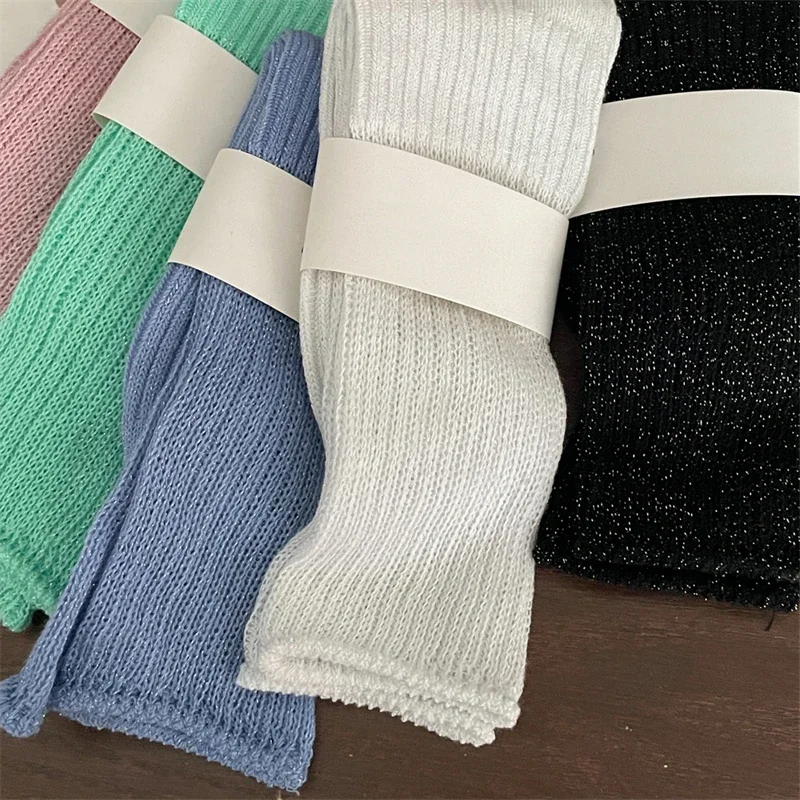 

New Women Socks Long Spring Fashion Breathable Simple Loose Socks Female Casual Solid Color Japanese Style Fresh Colorful Socks