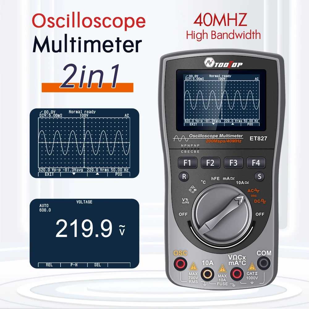 

2in1 Oscilloscope Multimeter Digital LCD Display Handheld Oscope Meter 120MSPS Sampling Rate 40Mhz Bandwidth for Electronic Test