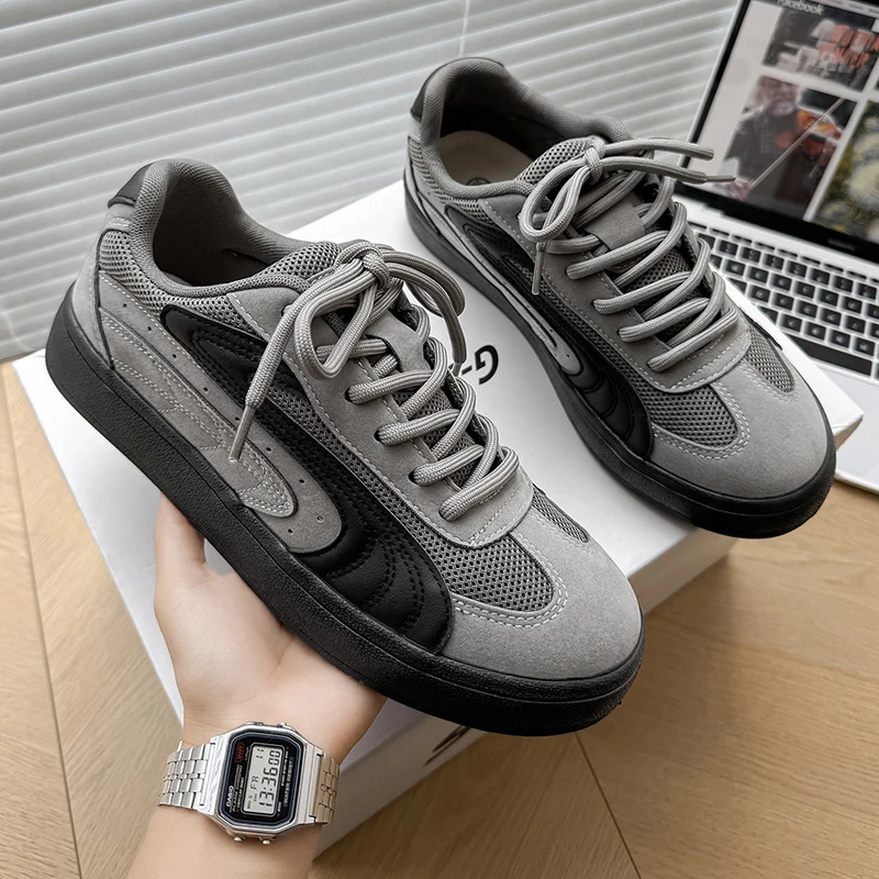 

Мужские нишевые низкие туфли с круглым носком большого размера на шнуровке, модные новые модные туфли на мягкой подошве для прогулок на открытом воздухе, вулканизированные туфли для доски