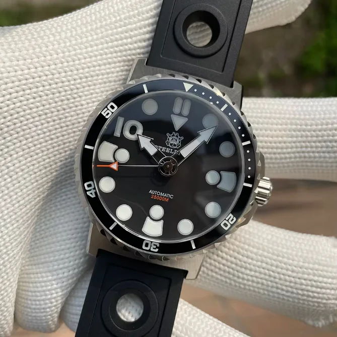 STEELDIVE Men Automatic Watch 46.5mm Mechanical Wristwatch Diver 25000m Waterproof Luminous Sapphire Mirror NH35 Ceramic Bezel