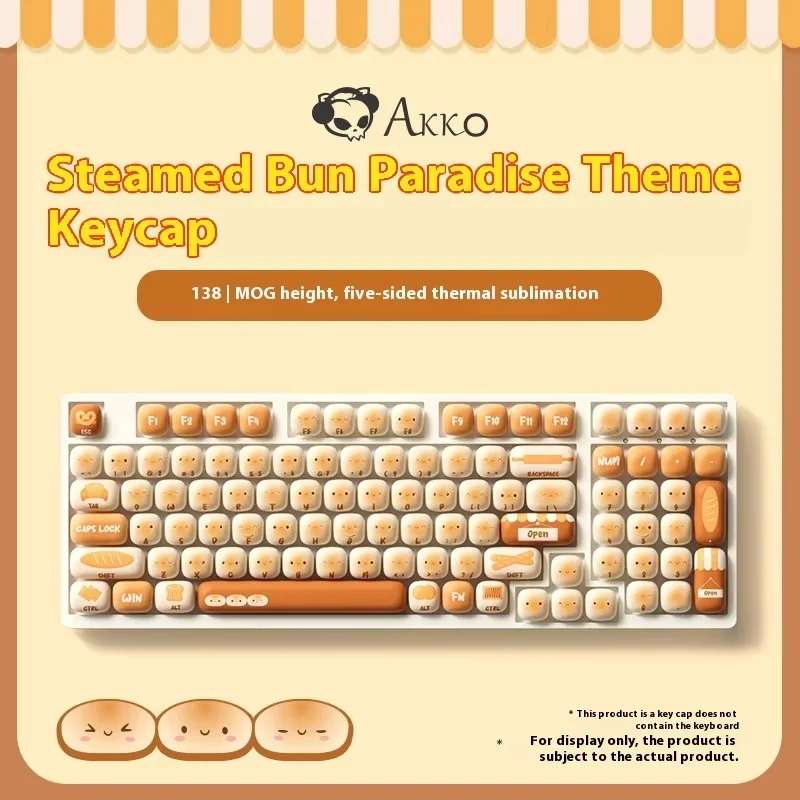 AKKO MOG Height Series Mechanical Keyboard Keycaps Steamed Bun Paradise Theme PBT Material 138keys Keycaps PC Gamer Accessories