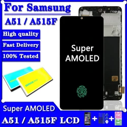Super AMOLED For Samsung  A51 LCD A515 A515F A515F/DS Touch Screen with frame Digitizer Assembly With fingerprints