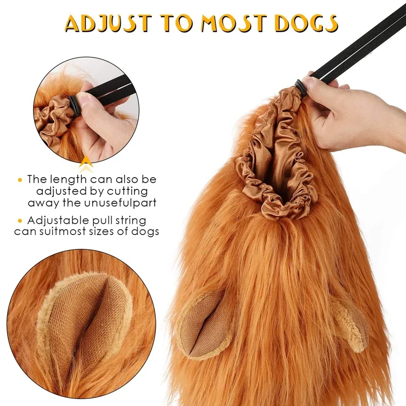 Funny Pet Hat Lion Mane for Dogs Cat Cosplay Dress up Puppy Lion Wig Costume Party Decoration Halloween Christmas Pet Supplies