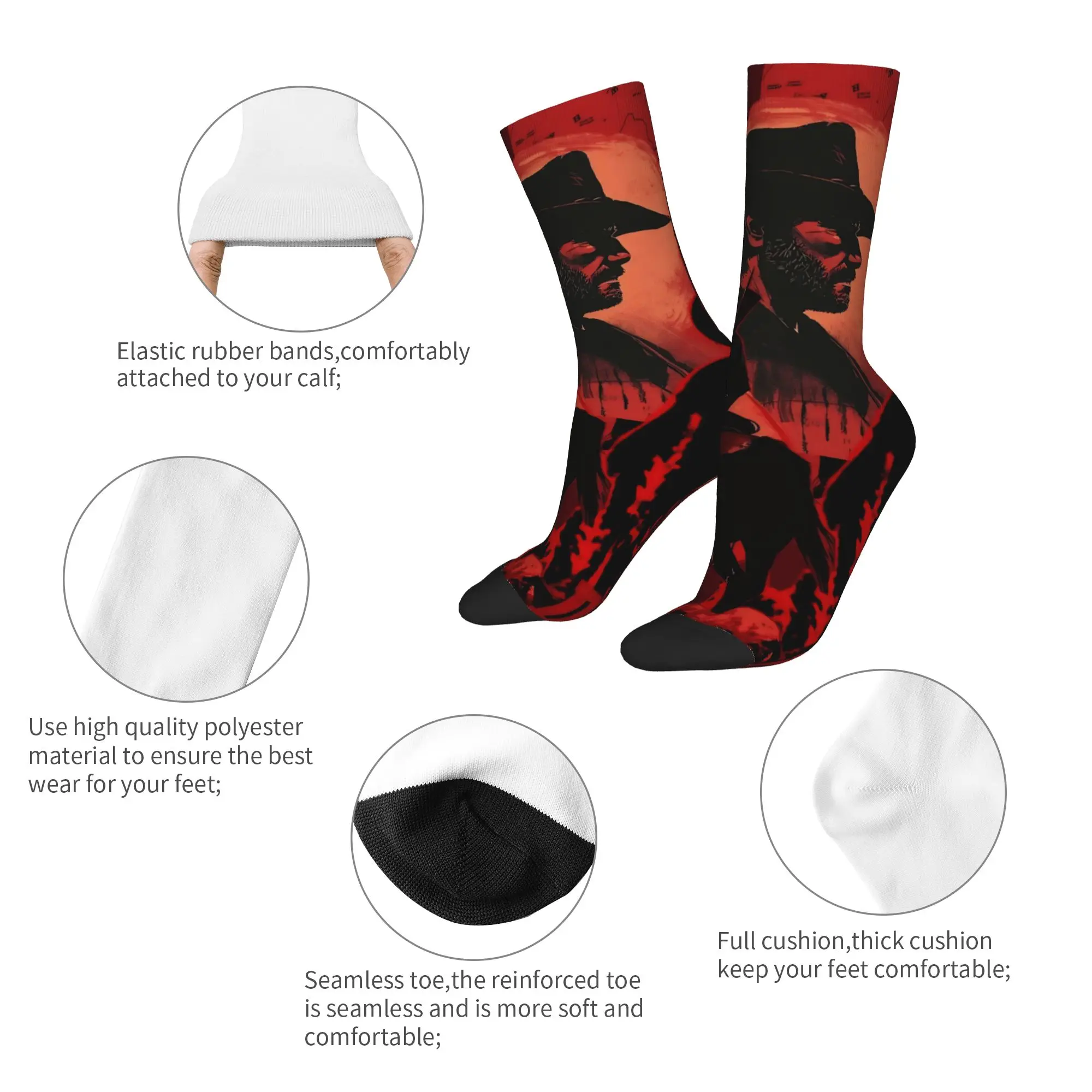 Cool Red Dead Redemption Football Socks John Abigail Jack Polyester Long Socks for Women Men Sweat Absorbing