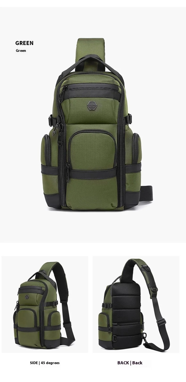 OZUKO Crossbody Bag Large Capacity Shoulder Bags for Male Waterproof Chest Bag Tactical Sling Messenger Bags Men Outdoor Sports