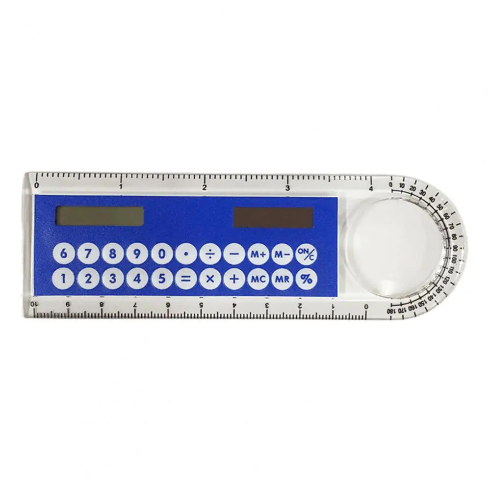 Solar Ruler Calculator Mini Calculator Multifunction 10cm Ultra-thin Transparent Ruler Calculadora Office Supplies