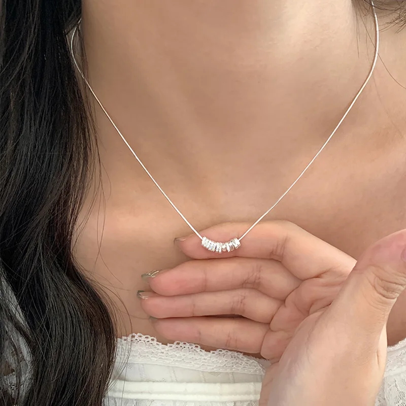 

925 Sterling Silver Necklace Simple Elegant Irregular Beads Punk Geometric for Women Girl Jewelry Gift Dropshipping Wholesale