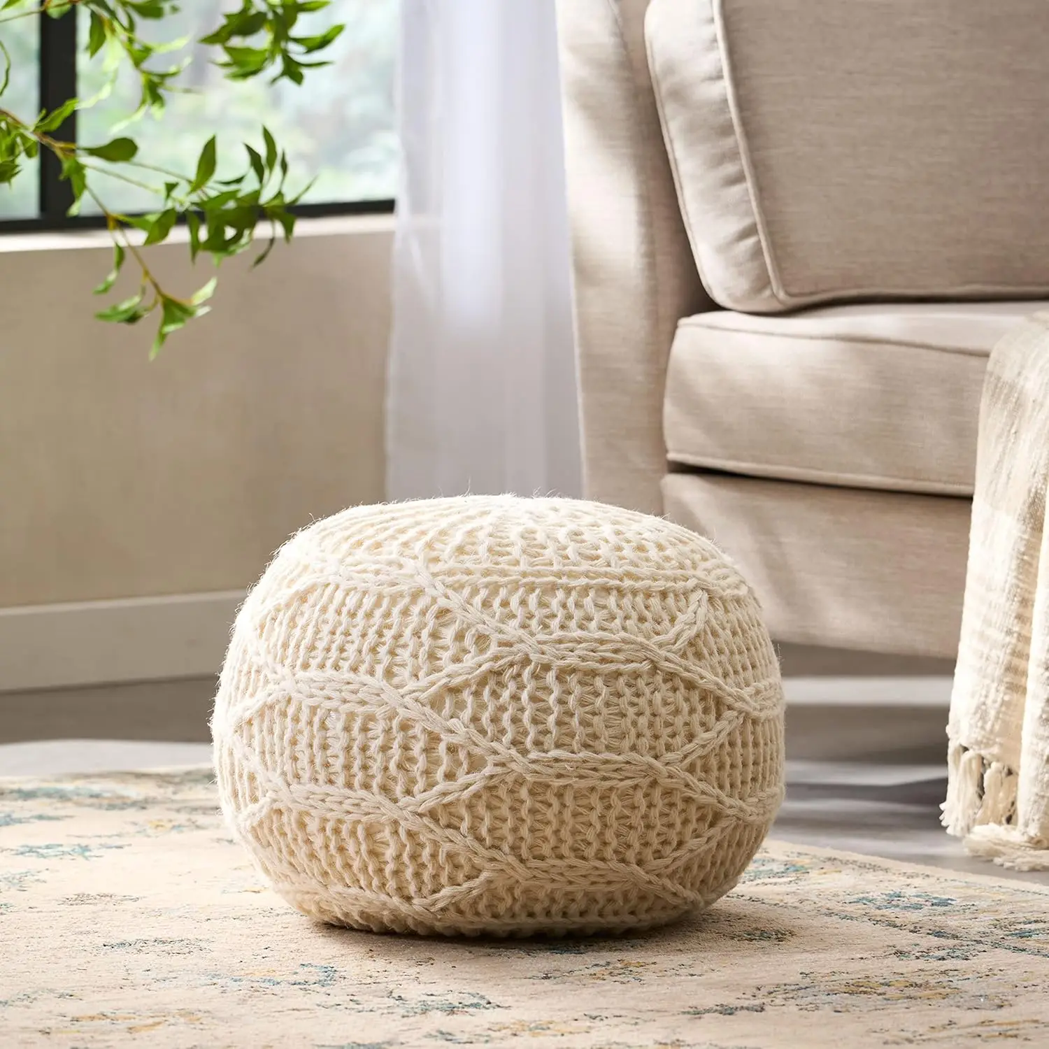 Mccardell Pouf fatto a mano-Cream