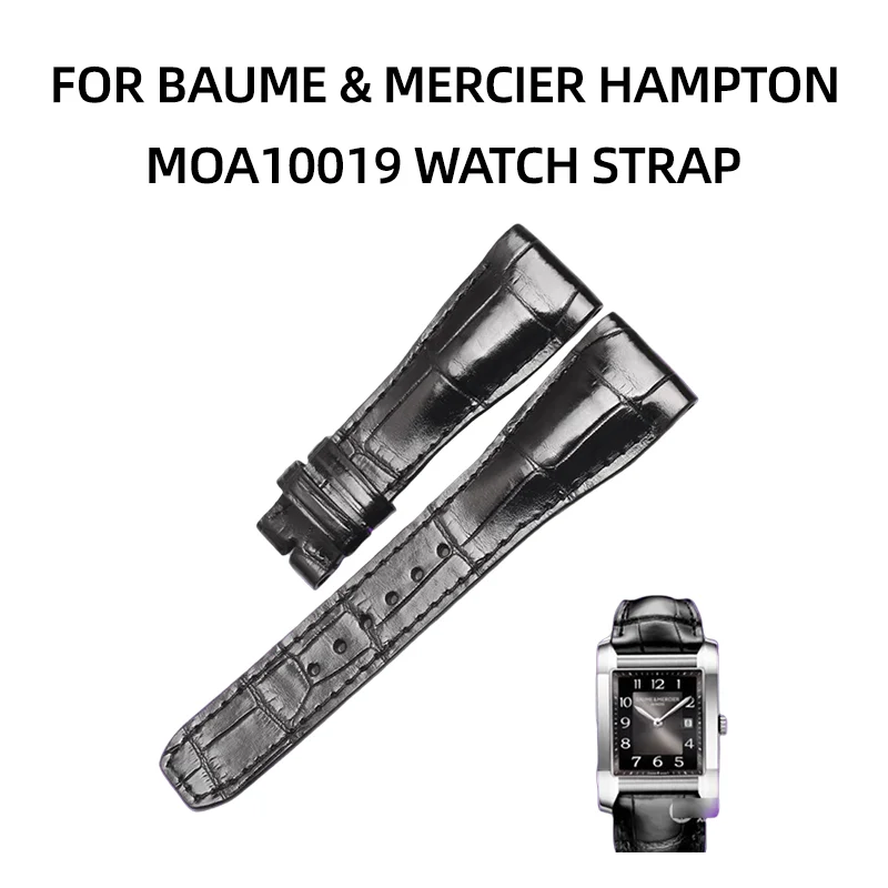 PARA BAUME & MERCIER HAMPTON MOA10019 Correia de relógio de couro de jacaré