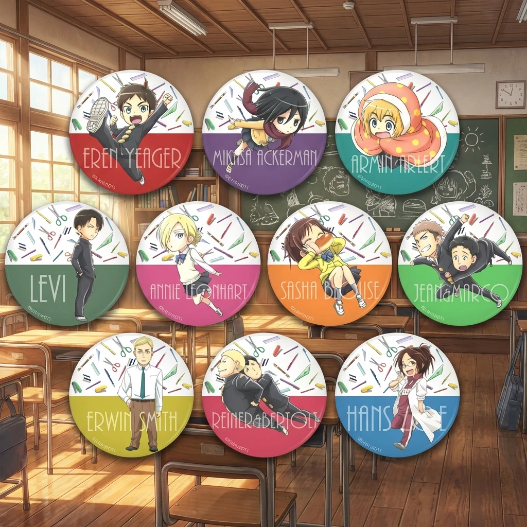 

Attack on Titan Junior High School Badge Anime Accessory Pin Bag Charm Giant Attack School Spin Off Manga Merchandise Badge B