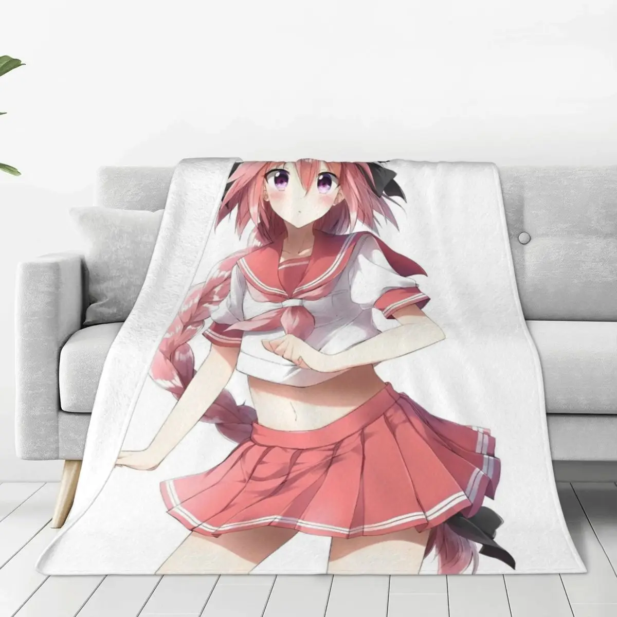 

Fate Astolfo Anime Blankets Flannel Stay Night Japan Game Lightweight Throw Blanket for Bedding Couch Bed Rug