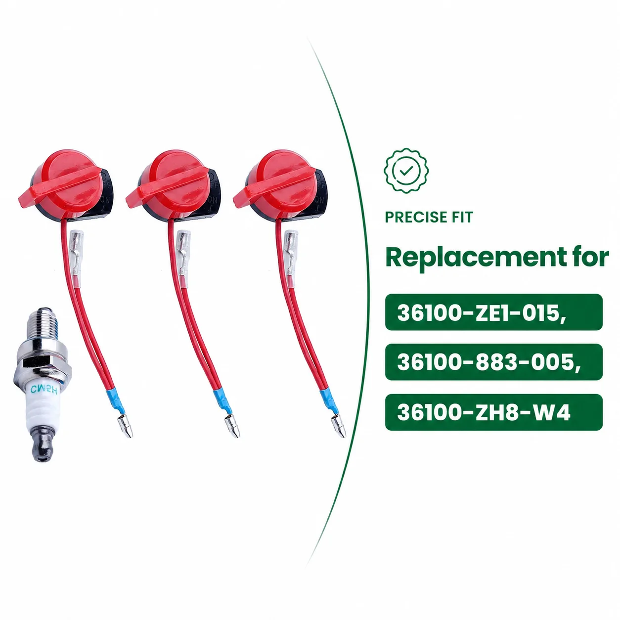 3PCS Stop Switch Assy + Spark Plug Replacement Parts For Honda GX270 GX340 GX390 8-13HP Replaces 36100-ZH8-W4 36100-883-005