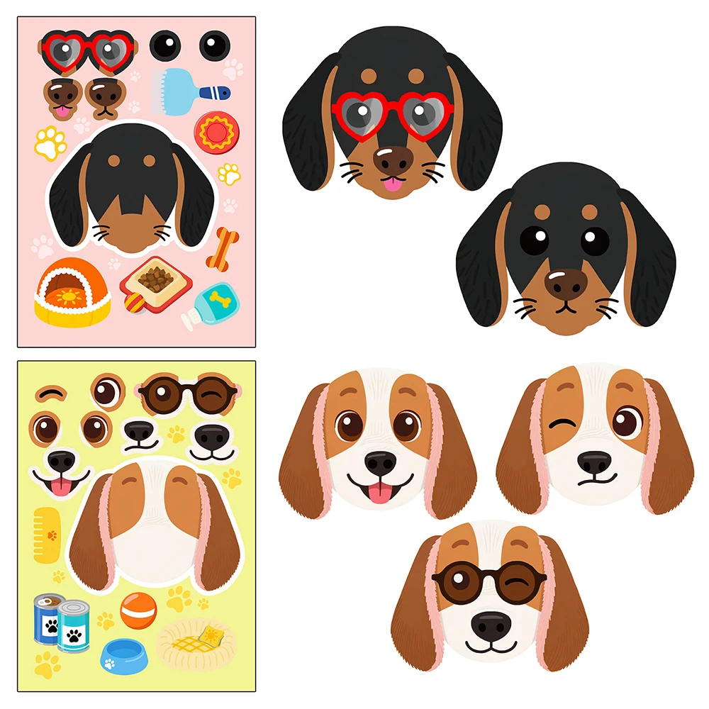 

6/12sheets Cute Cartoon Pet Dog Puzzle Stickers Make a Face Children DIY Assemble Jigsaw Educational Toys Decals Kids Party Gift